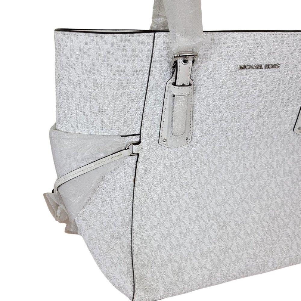 Michael Kors Jet Set East West Top Zip Signature Logo Tote Bag - Picture 6 of 11